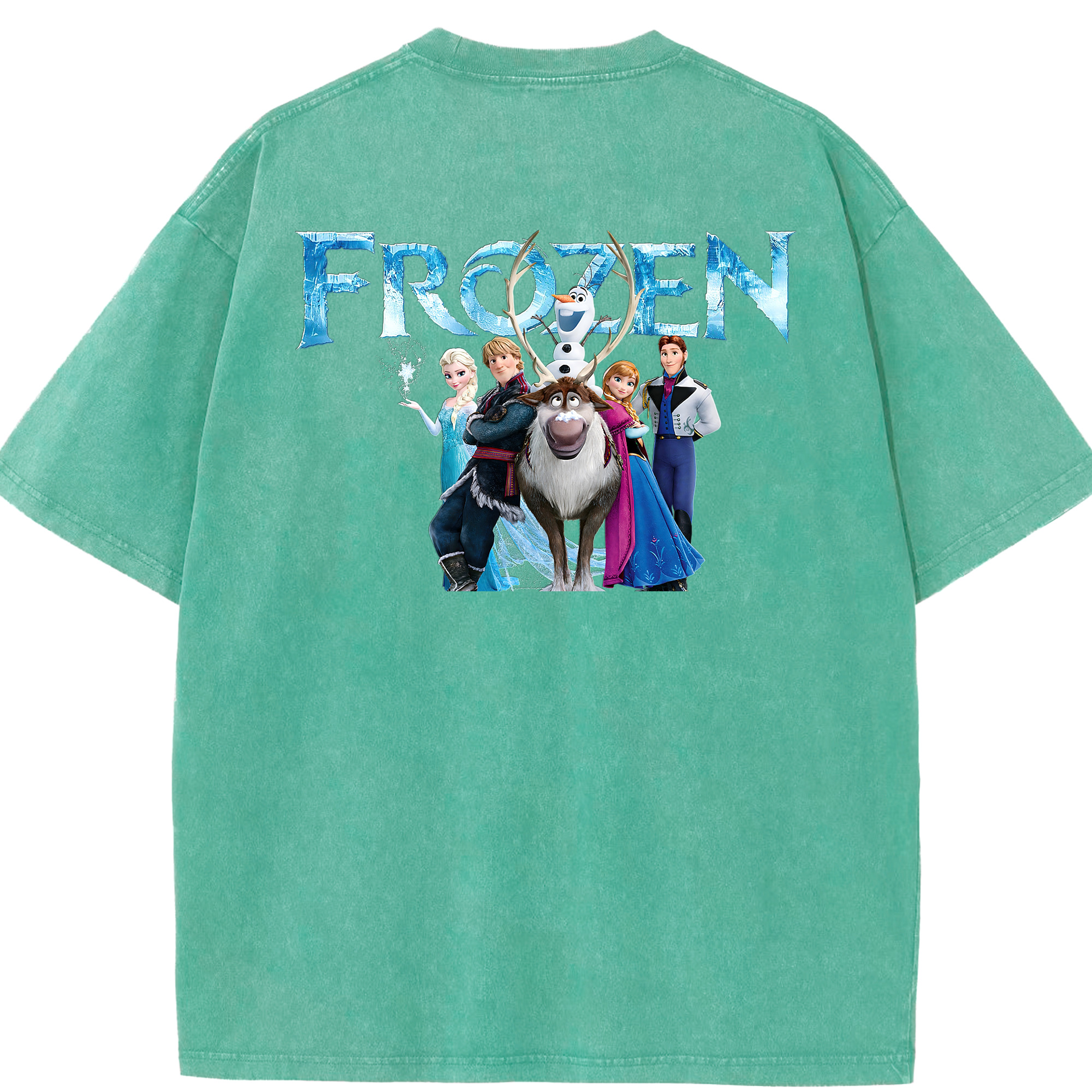 （画像用） アナと雪の女王 アンナ エルサ Frozen Anna Elsa 綿100% ヴィンテージ風 半袖Tシャツ（背面プリント）